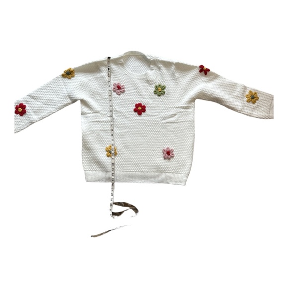 Ecosunny Flower Appliqué Textured Knit Sweater NWOT XL - Picture 6 of 9